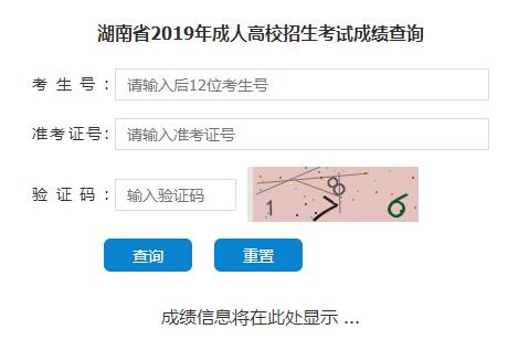 湖南省2019年成考成绩查询入口
