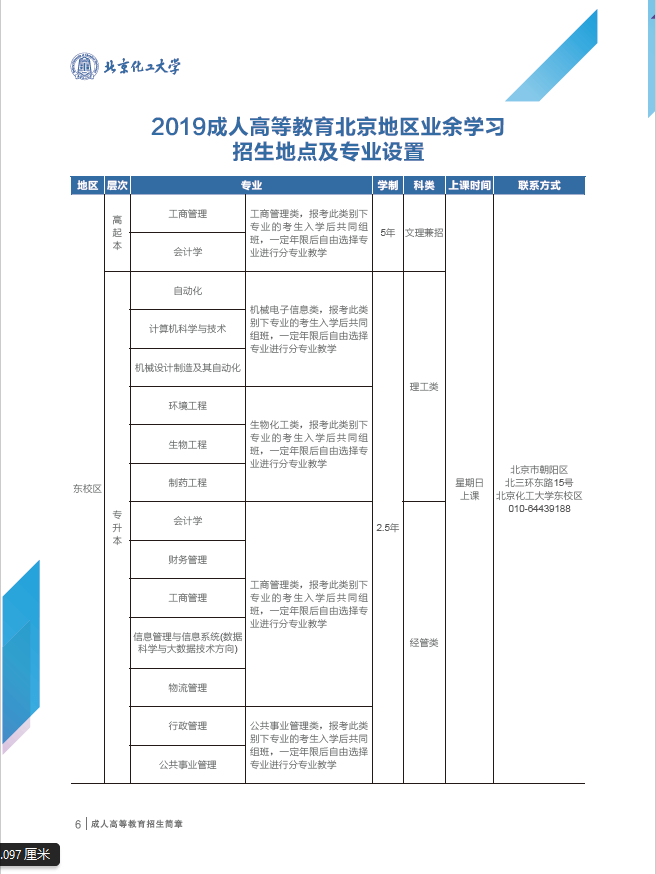 北京化工大学2019成人高等教育招生简章