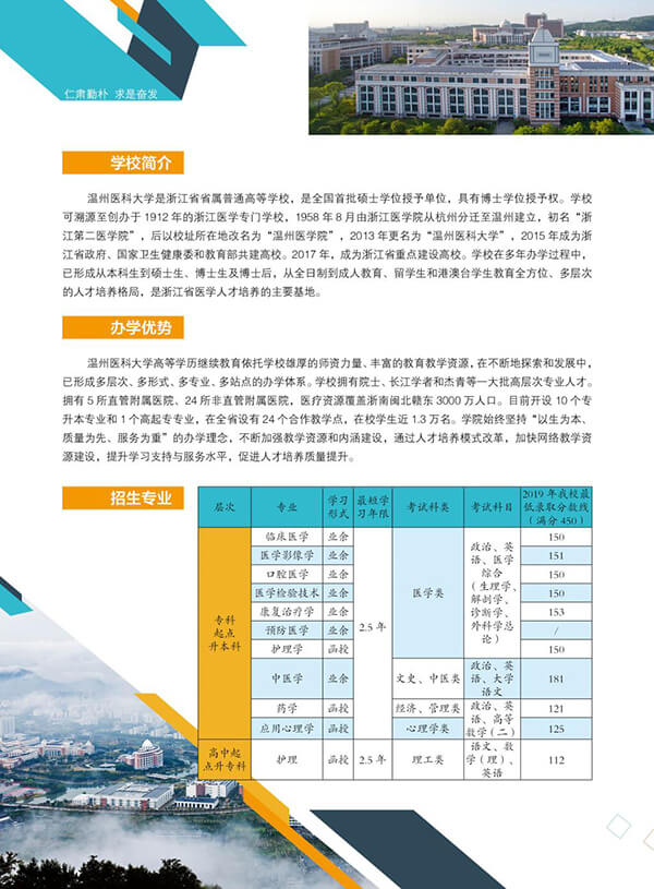 温州医科大学2020年高等学历继续教育招生简章