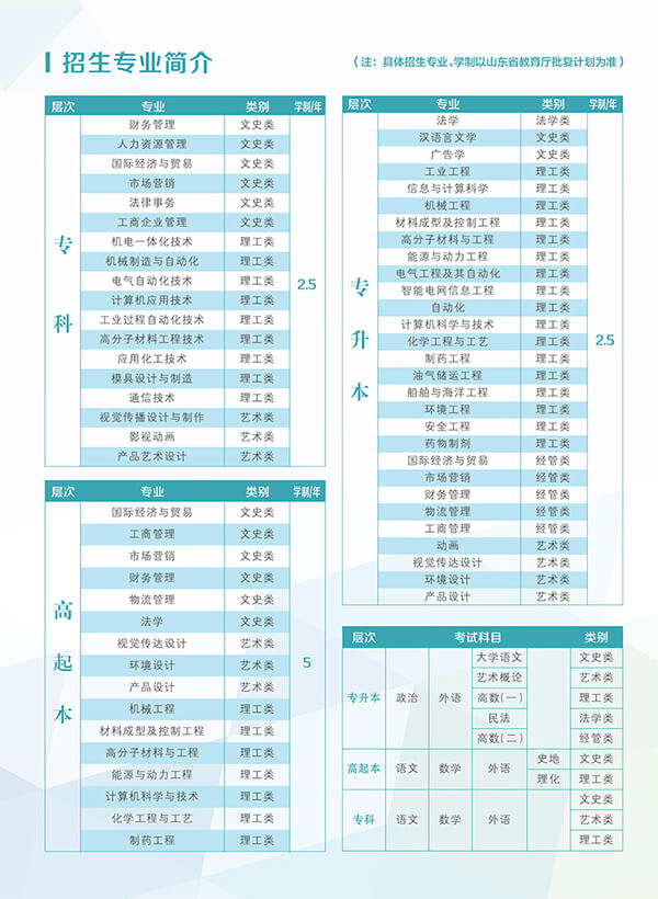 青岛科技大学成人高等教育2020年招生简章 