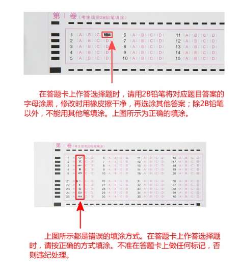 2021年河南成人高考答题卡填涂规范